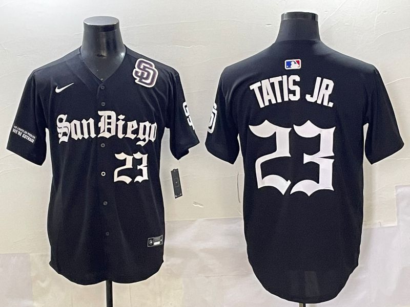 Men 2025 San Diego Padres #23 Tatis jr Black Five generations Joint Name Nike MLB Jersey style 11
